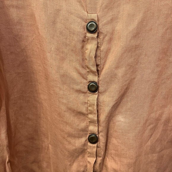 J Morgan Puett Linen Midi Dress Long Sleeve Snap Front Women's No Size OSFA? - Picture 4 of 14